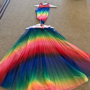 Akira rainbow set halter bodysuit with matching skirt size small